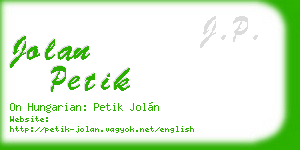 jolan petik business card